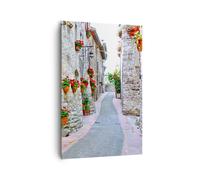 Cuadro Sobre Lienzo 80x120cm Cuadros Pared Italia calle flores historia Wall Art