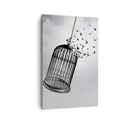 Cuadro Sobre Lienzo 80x120cm Cuadros Pared Libertad Jaula Aves Wall Art Prints