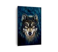 Cuadro Sobre Lienzo 80x120cm Cuadros Pared Lobo Oscuro Gráficos Wall Art Prints