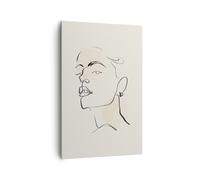 Cuadro Sobre Lienzo 80x120cm Cuadros Pared Minimalismo Retrato Línea Wall Art