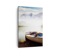 Cuadro Sobre Lienzo 80x120cm Cuadros Pared montañas lago barco Wall Art Prints