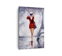 Cuadro Sobre Lienzo 80x120cm Cuadros Pared Mujer Torre Eiffel Wall Art Prints