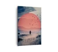 Cuadro Sobre Lienzo 80x120cm Cuadros Pared Oeste El Sol Paisaje Wall Art Prints