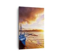 Cuadro Sobre Lienzo 80x120cm Cuadros Pared orilla barco playa Wall Art Prints