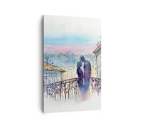 Cuadro Sobre Lienzo 80x120cm Cuadros Pared Pareja Amor Ciudad puente Wall Art