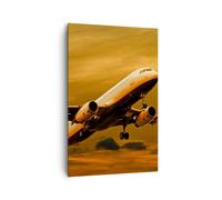 Cuadro Sobre Lienzo 80x120cm Cuadros Pared Pasajeros avión avión alas Wall Art