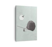 Cuadro Sobre Lienzo 80x120cm Cuadros Pared Piedra Palanca Física Wall Art Prints