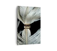 Cuadro Sobre Lienzo 80x120cm Cuadros Pared Pluma Romántico Matrimonio Wall Art