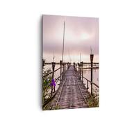Cuadro Sobre Lienzo 80x120cm Cuadros Pared Puente Lago Antorcha Wall Art Prints