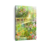Cuadro Sobre Lienzo 80x120cm Cuadros Pared Puente parque flor primavera Wall Art