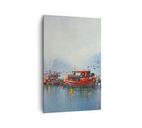 Cuadro Sobre Lienzo 80x120cm Cuadros Pared puerto linterna barco Wall Art Prints