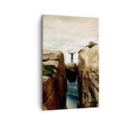 Cuadro Sobre Lienzo 80x120cm Cuadros Pared Rocas Pico Nubes Wall Art Prints