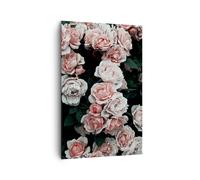 Cuadro Sobre Lienzo 80x120cm Cuadros Pared rosas flores hojas Wall Art Prints