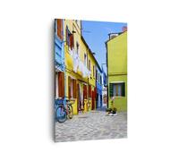 Cuadro Sobre Lienzo 80x120cm Cuadros Pared Sol día bicicleta camino Wall Art