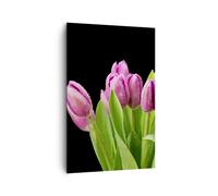 Cuadro Sobre Lienzo 80x120cm Cuadros Pared Tulipanes ramo rocío gotas Wall Art