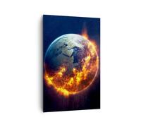 Cuadro Sobre Lienzo 80x120cm Cuadros Pared Universo tierra fuego globo Wall Art