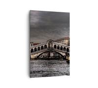 Cuadro Sobre Lienzo 80x120cm Cuadros Pared Venecia puente agua casas Wall Art
