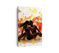 Cuadro Sobre Lienzo 80x120cm Cuadros Pareja beso multi-color luna de miel Art