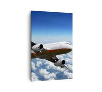 Cuadro Sobre Lienzo 80x120cm Cuadros Pasajeros avión motores nubes Wall Art