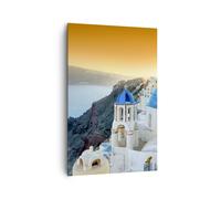 Cuadro Sobre Lienzo 80x120cm Cuadros Santorini Grecia vacaciones isla Wall Art