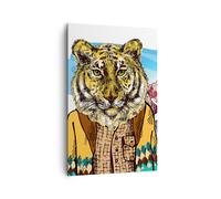 Cuadro Sobre Lienzo 80x120cm Cuadros Tigre montañas los niños la vida silvestre