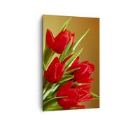 Cuadro Sobre Lienzo 80x120cm Cuadros Tulipanes flores campo plantación Wall Art