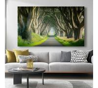 Cuadro Sobre Lienzo 90 x 60 cm Naturaleza Selva Camino para Dormitorios Cuadro Decorativos de Salon Lienzos Poster Imagen Pared Comedor Decoracion Pasillo, Verde Marrón