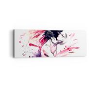 Cuadro Sobre Lienzo 90x30cm Cuadros Pared Abstracción cara emoción femenino Art