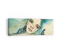 Cuadro Sobre Lienzo 90x30cm Cuadros Pared Acuarela Mujer Emociones Wall Art