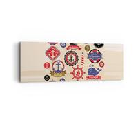 Cuadro Sobre Lienzo 90x30cm Cuadros Pared Ancla bandera insignia barco Wall Art