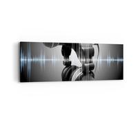 Cuadro Sobre Lienzo 90x30cm Cuadros Pared Audio micrófono música estudio Art