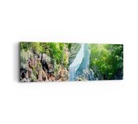 Cuadro Sobre Lienzo 90x30cm Cuadros Pared Barco acantilados naturaleza rocas Art