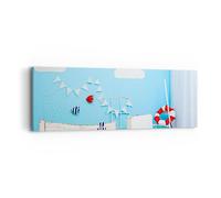 Cuadro Sobre Lienzo 90x30cm Cuadros Pared Barco ancla nubes niño Wall Art Prints