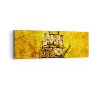 Cuadro Sobre Lienzo 90x30cm Cuadros Pared Barco pirata océano tesoro Wall Art