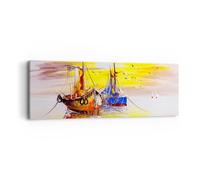 Cuadro Sobre Lienzo 90x30cm Cuadros Pared Barcos Sol mar viajes Wall Art Prints