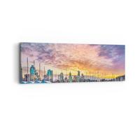 Cuadro Sobre Lienzo 90x30cm Cuadros Pared Barcos urbano ciudad paisaje Wall Art