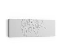 Cuadro Sobre Lienzo 90x30cm Cuadros Pared Beso Pareja Bosquejo Wall Art Prints