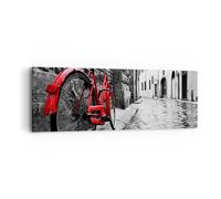 Cuadro Sobre Lienzo 90x30cm Cuadros Pared Calle bicicletas adoquines edificio