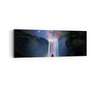 Cuadro Sobre Lienzo 90x30cm Cuadros Pared Cascada Las Estrellas Meditación Art