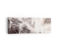 Cuadro Sobre Lienzo 90x30cm Cuadros Pared Chino Paisaje Acuarela Wall Art Prints