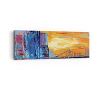 Cuadro Sobre Lienzo 90x30cm Cuadros Pared Ciudad Puente Empasto Wall Art Prints