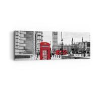 Cuadro Sobre Lienzo 90x30cm Cuadros Pared Cobertizo Teléfono Londres Wall Art