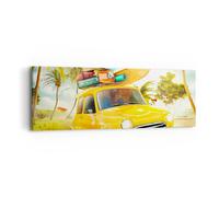 Cuadro Sobre Lienzo 90x30cm Cuadros Pared Coche playa viajes verano Wall Art