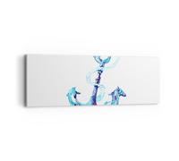 Cuadro Sobre Lienzo 90x30cm Cuadros Pared corales medusas ancla cuerda Wall Art