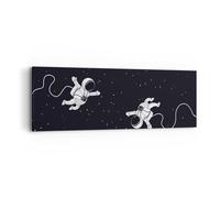 Cuadro Sobre Lienzo 90x30cm Cuadros Pared Dibujos animados astronautas cosmos