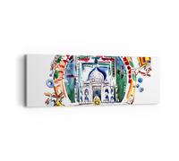 Cuadro Sobre Lienzo 90x30cm Cuadros Pared Elefantes India Religión cultura Art