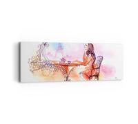 Cuadro Sobre Lienzo 90x30cm Cuadros Pared femenino urbano té París Wall Art