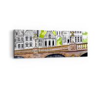 Cuadro Sobre Lienzo 90x30cm Cuadros Pared Francia puente dibujo Wall Art Prints