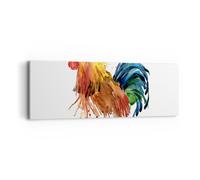 Cuadro Sobre Lienzo 90x30cm Cuadros Pared Gallo Ilustration Animal colores Art
