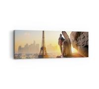 Cuadro Sobre Lienzo 90x30cm Cuadros Pared Gárgolas Torre Eiffel Wall Art Prints